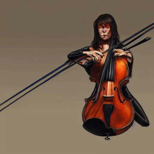 Image similar to a concept art of a violon crossbow