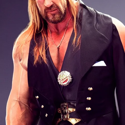 Image similar to Head-to-shoulder shot of Triple H as a Disney villain