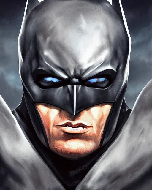 Prompt: digital painting of a batman warrior by filipe pagliuso and justin gerard, symmetric, fantasy, highly detailed, realistic, intricate, portrait, sharp focus,