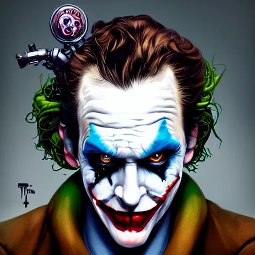 Image similar to lofi biopunk joker portrait, Pixar style, by Tristan Eaton Stanley Artgerm and Tom Bagshaw.