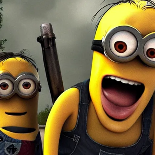 Image similar to The minions in The Walking Dead Digital art very detailed 4K quality Super Realistic