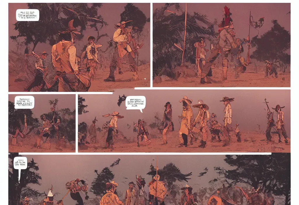 Image similar to Cowboys and Indians by Feng Zhu and Loish and Laurie Greasley, Victo Ngai, Andreas Rocha, John Harris