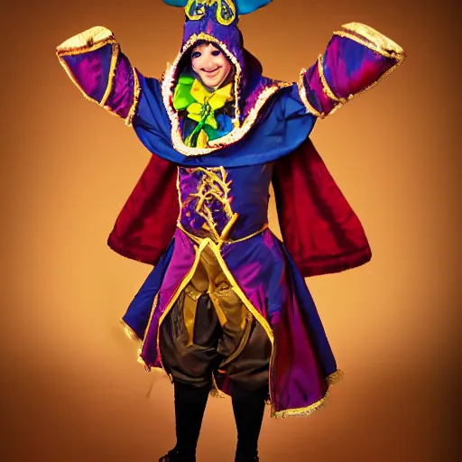 Prompt: full body photo beautiful jester rogue, award-winning photo