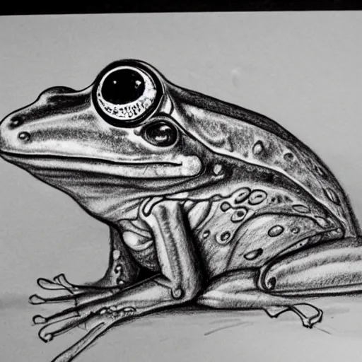 Prompt: a hand drawn sketch of frog, extremely detalied, amazing detailed, highly detailed, stunning