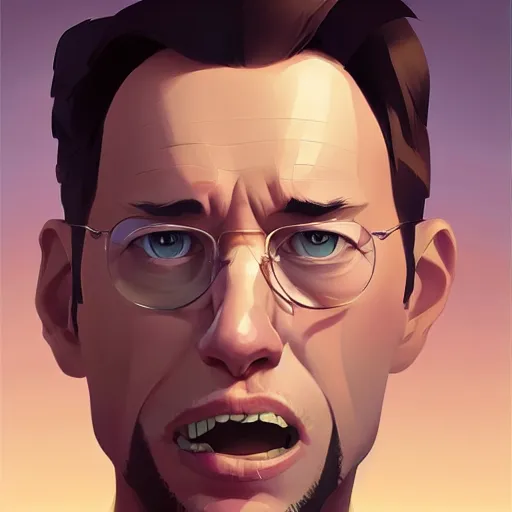 Image similar to face icon stylized minimalist michael crichton, loftis, cory behance hd by jesper ejsing, by rhads, makoto shinkai and lois van baarle, ilya kuvshinov, rossdraws global illumination