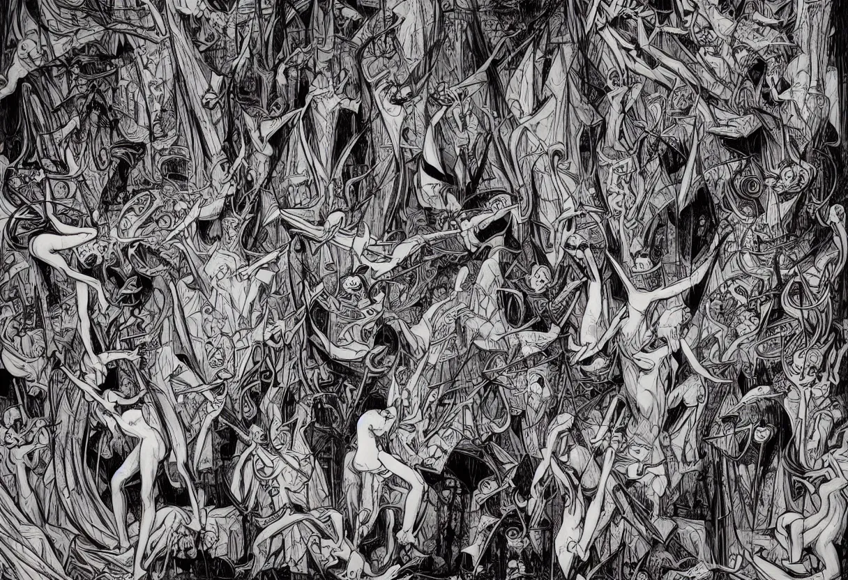 Image similar to devils in the cathedral by james jean