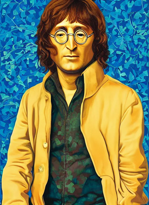 Image similar to painting of John Lennon by Kehinde Wiley