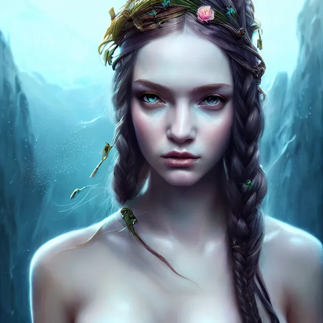 Prompt: epic professional digital portrait art of naiad 👩‍💼😉,best on artstation, cgsociety, wlop, Behance, pixiv, astonishing, impressive, outstanding, epic, cinematic, stunning, gorgeous, concept artwork, much detail, much wow, masterpiece.