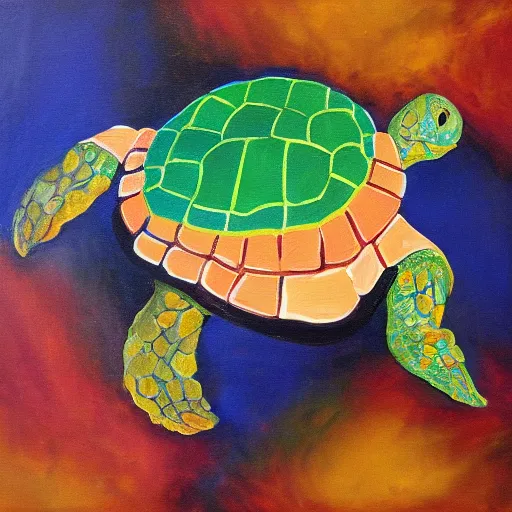 Prompt: the world on the back of a turtle, Expressive oil painting