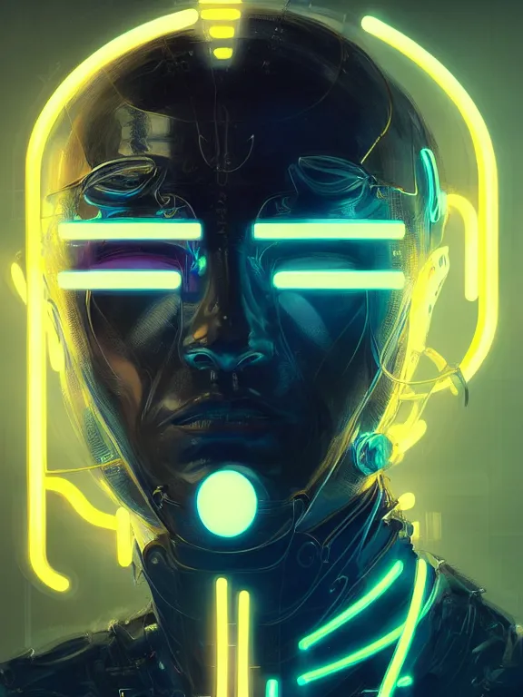 Image similar to portrait of male humanoid, intricate, masculine, cyber neon lights, highly detailed, digital photography, artstation, stylish pose, concept art, smooth, sharp focus, illustration, art by artgerm and greg rutkowski