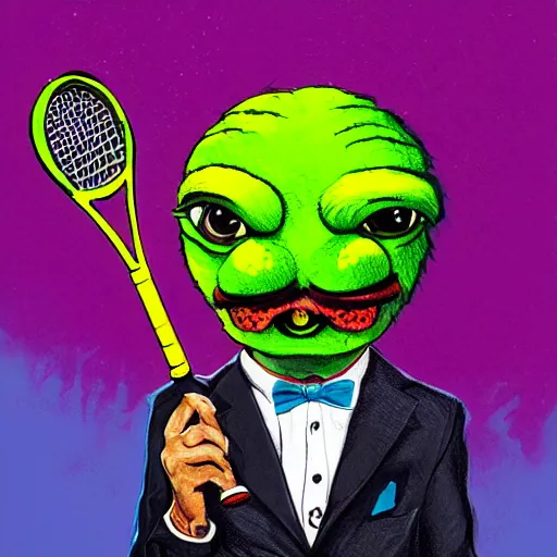 Image similar to snoop dogg tennis ball monster ,tennis ball, colorful, digital art, fantasy,chalk, magic, trending on artstation, ultra detailed, professional illustration by Basil Gogos