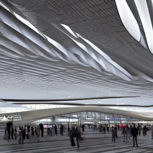 Prompt: LaGuardia Airport designed by Zaha Hadid