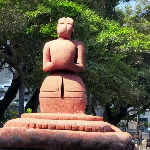 Prompt: moyai statue giving a TED talk