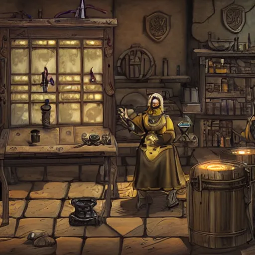 Image similar to arcane automaton in an alchemist's workshop