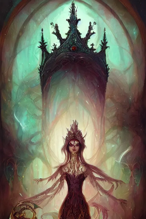 Image similar to jeweled crown, other worldly, fairy necromancer court, bones, by anato finnstark, tom bagshaw, brom