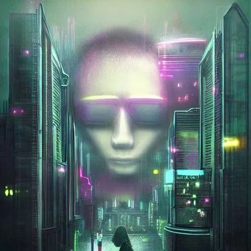 Image similar to the dream in the dream cyberpunk eerie cruel dark pastel colors