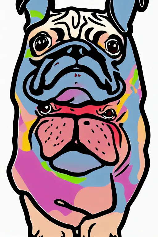 Image similar to Portrait of a pug as big as the world, sticker, colorful, illustration, highly detailed, simple, smooth and clean vector curves, no jagged lines, vector art, smooth