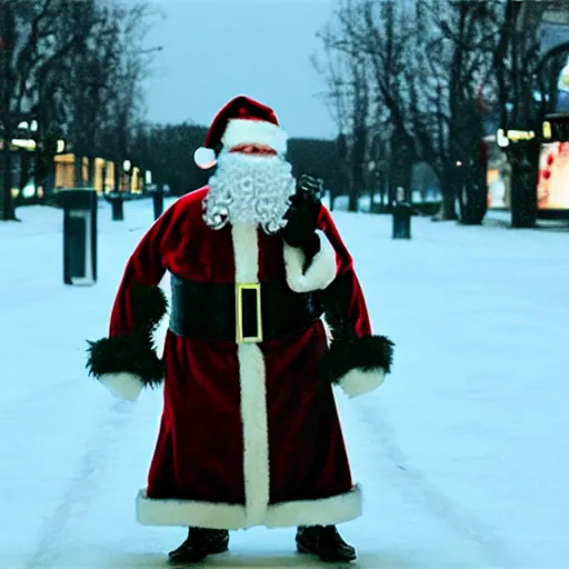 Image similar to mall santa, award winning horror film still