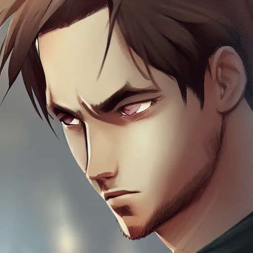 Image similar to detailed beautiful male character art of a protagonist, depth of field, on artists amino, artists reddit by sakimichan patreon, wlop, weibo high quality art on artstation