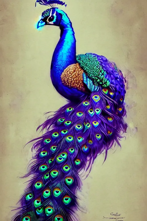 a beautiful portrait of a cute peacock by sandra, Stable Diffusion