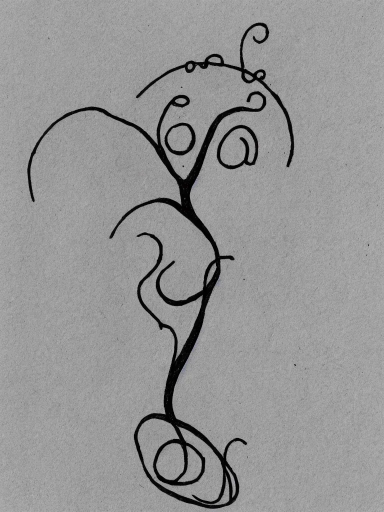 Image similar to minimal single line drawing of an acorn growing into a tree in shape of treble clef, splash of color, isometric, continuos line