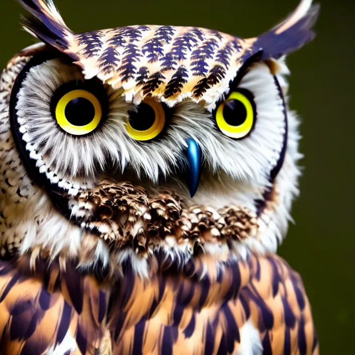 Image similar to full length photograph of a real-life owl warrior, Extremely detailed. 8k