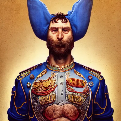 Prompt: digital painting of a dictator in a onesey by filipe pagliuso and justin gerard, symmetric, fantasy, highly, detailed, realistic, intricate