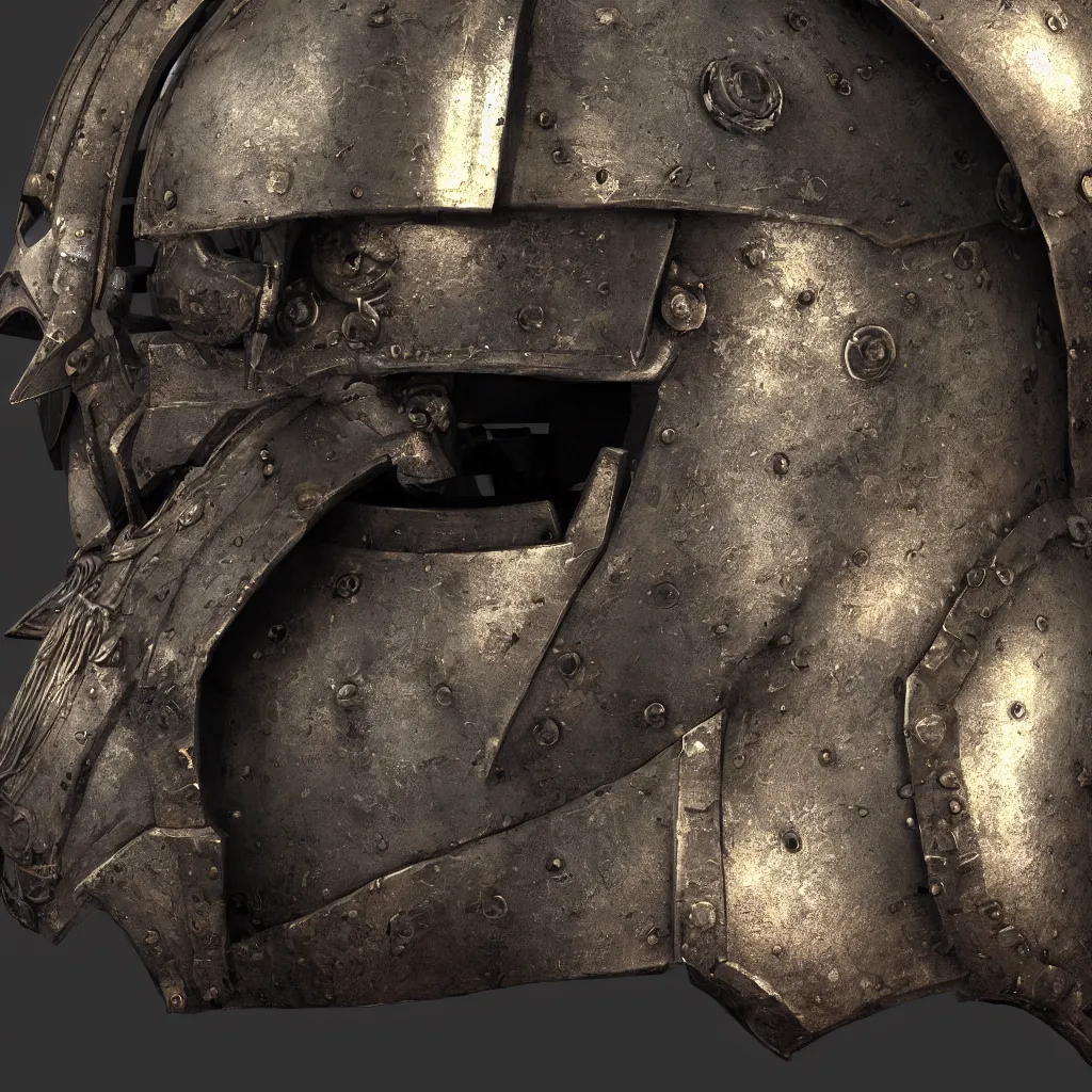 Prompt: medieval space marine helmet, unreal engine, 8 k, ultra realistic, ultra detail