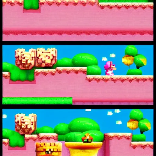 Prompt: princess peach playing super Mario world on the super Nintendo, digital art, incredible quality, trending on artstation