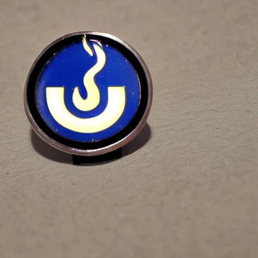 Prompt: a photo of a retro minimalistic clean fire warning enamel pin, studio lighting, flickr