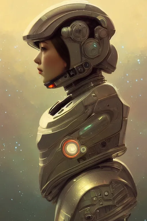 Image similar to portrait armored astronaut girl, looking for alien, ssci-fi, neon light and ufo effect, fantasy, intricate and very very beautiful and elegant, highly detailed, digital painting, artstation, concept art, smooth and sharp focus, illustration, art by tian zi and WLOP and alphonse mucha