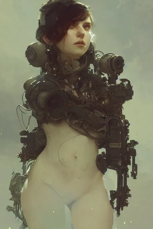 Prompt: A full portrait of a beautiful post apocalyptic offworld technothief, intricate, elegant, highly detailed, digital painting, artstation, concept art, smooth, sharp focus, illustration, art by Krenz Cushart and Artem Demura and alphonse mucha