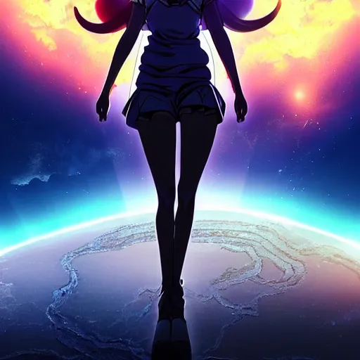 advanced digital anime art,anime girl, Lucy the god of