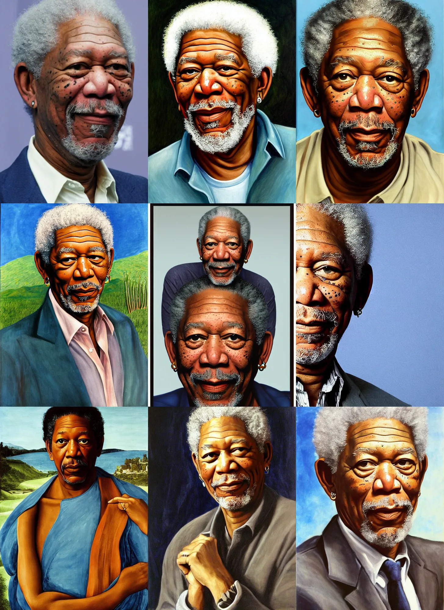 Prompt: Morgan Freeman, painting by Botticelli