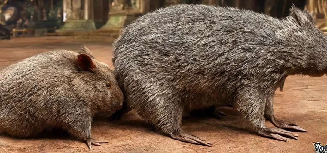 Prompt: wombat fights wombat in mortal kombat