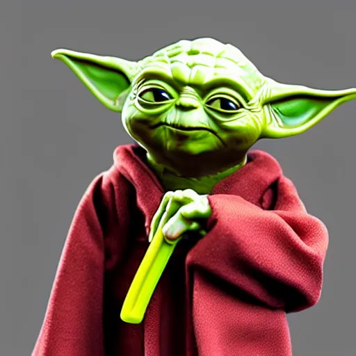 Prompt: yoda happy meal plastic toy realistic photo