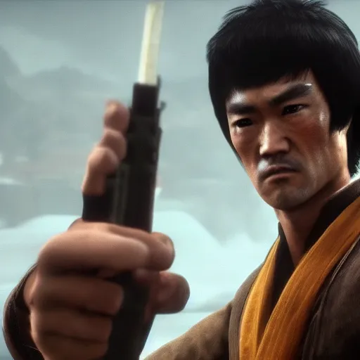 Image similar to Film still of Bruce Lee, from Red Dead Redemption 2 (2018 video game)