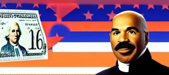 Image similar to Steve harvey as George Washington on the 1 dollar bill