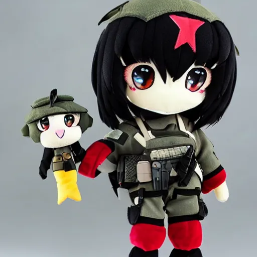 Prompt: cute fumo plush of a girl from a special commando unit, kawaii anime girl