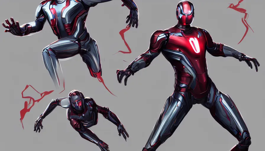 Image similar to concept art of elon musk as ultron by jama jurabaev, dynamic pose, trending on artstation, high quality, brush stroke, for aaa game