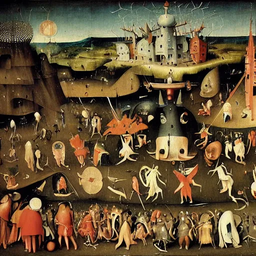 Image similar to where is waldo? by hieronymus bosch, highly detailed,