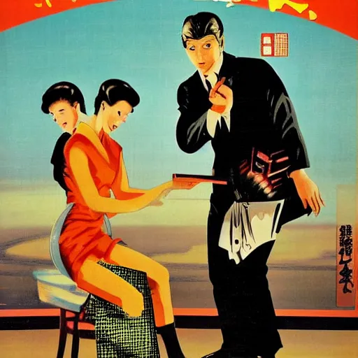 Prompt: the computer that spoke japanese, movie poster, artwork by Bill Medcalf