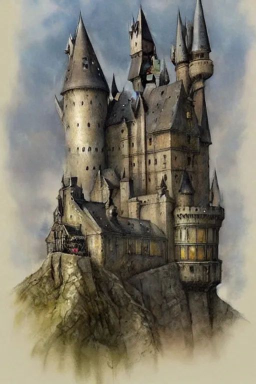 Image similar to ( ( ( ( ( 1 9 5 0 s harry potter castle!!!. muted colors. ) ) ) ) ) by jean - baptiste monge!!!!!!!!!!!!!!!!!!!!!!!!!!!