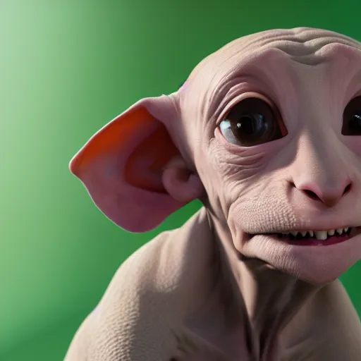 Image similar to photographic portrait of dobby from peepshow, 8 k