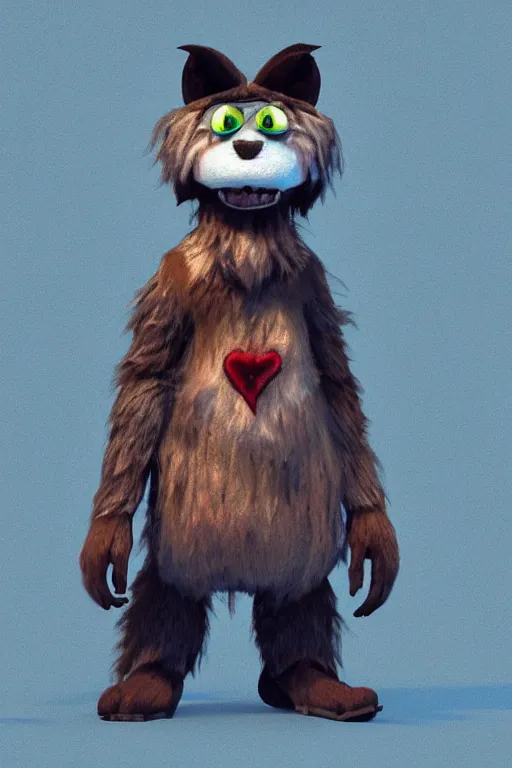 Image similar to 3 d model of adorable evil furry monster with glowing eyes by alexander jansson : 1 | centered, rainbow colored fur, matte background : 0. 9 | by jim henson : 0. 7 | dave melvin : 0. 4 | unreal engine, deviantart, artstation, octane, finalrender, concept art, hd, 8 k resolution : 0. 8