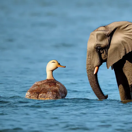 Image similar to a hybrid between an elephant and a duck, photography, award winning, national geographic channel, 8 k