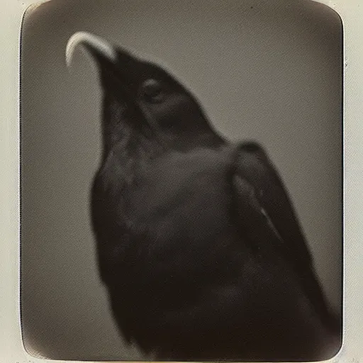 Prompt: raven, beautiful polaroid photo, pinhole, lomography,