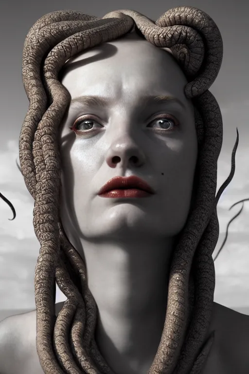 Prompt: picture portrait of Medusa, Lilith, portrait, photo-realistic, hyper-realism, octane render, dramatic lightning, cinematic, by Nikolaos Gyzis,