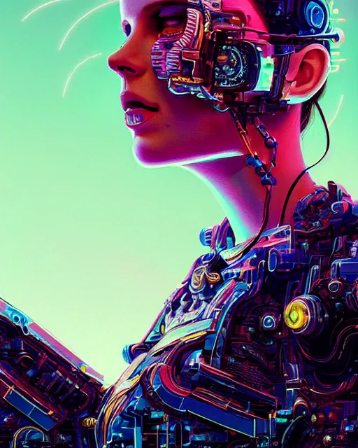 Image similar to portrait of lana del rey as a cyborg. intricate abstract. intricate artwork. by tooth wu, wlop, beeple, dan mumford. octane render, trending on artstation, greg rutkowski very coherent symmetrical artwork. cinematic, hyper realism, high detail, octane render, 8 k, iridescent accents