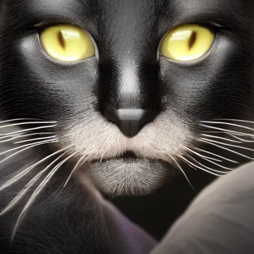 Image similar to Black cat, octane render, realistic lighting